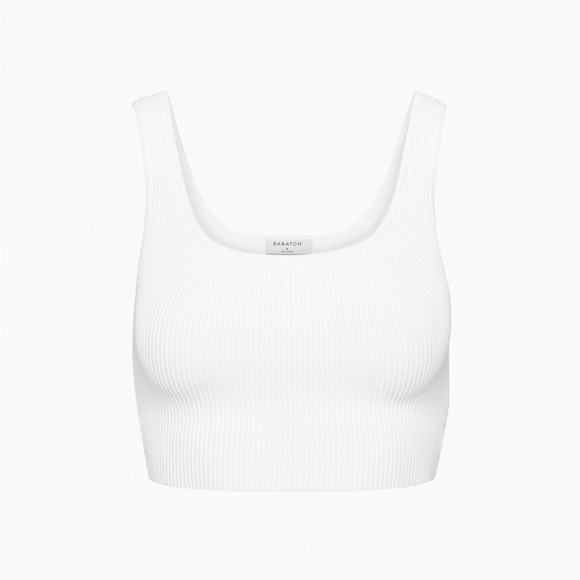 Aritizia babaton white sculpt knit square neck cropped tank top size small - Picture 1 of 4